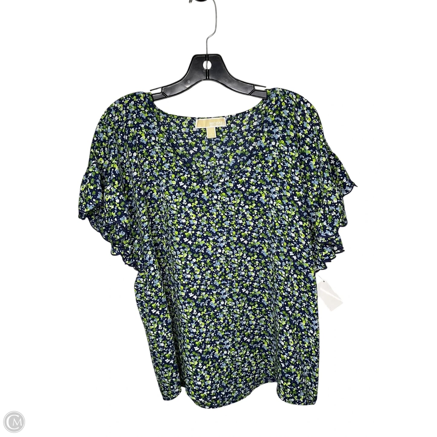 Top Short Sleeve By Michael By Michael Kors In Blue & Green, Size: L