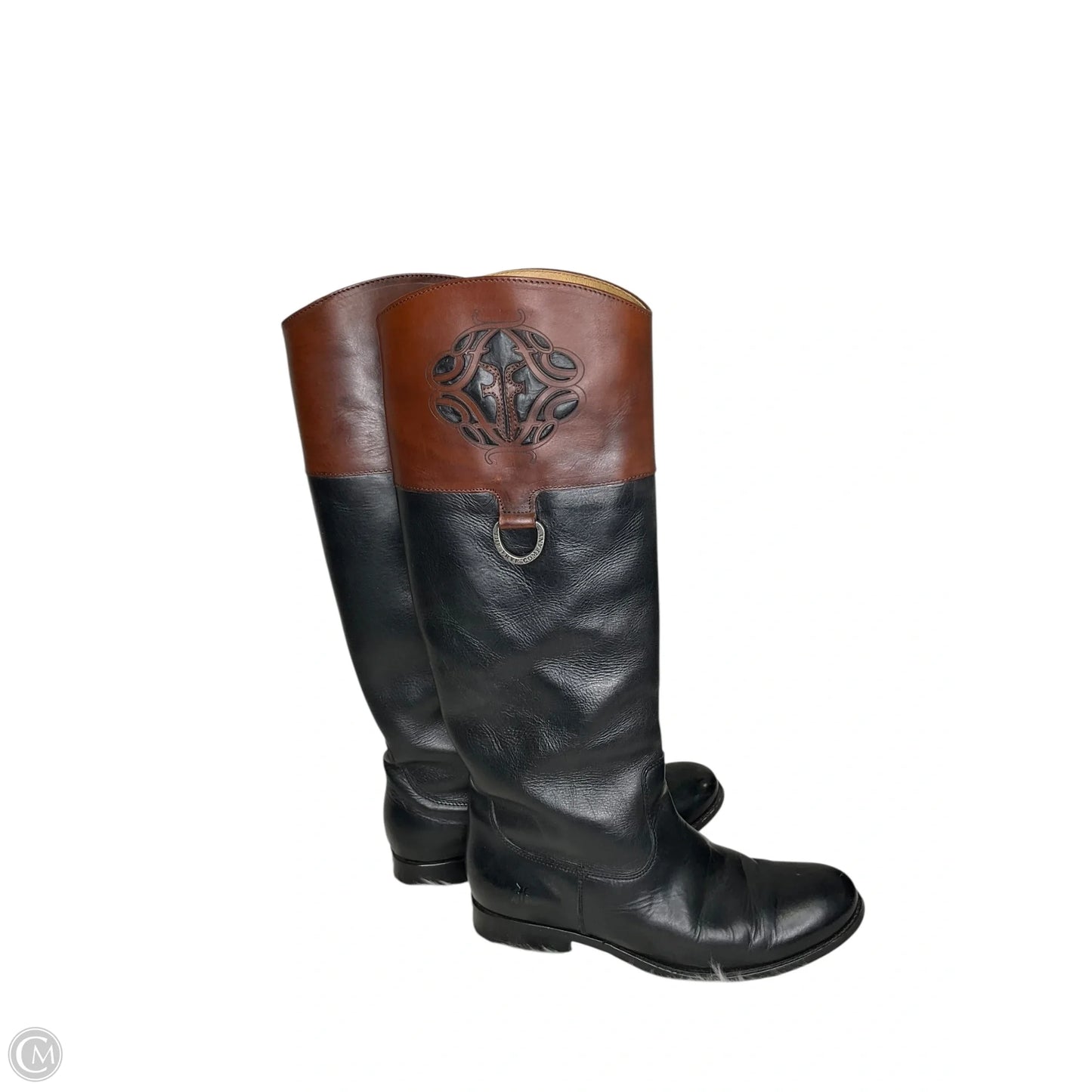 Boots Designer By Frye In Black & Brown, Size: 10