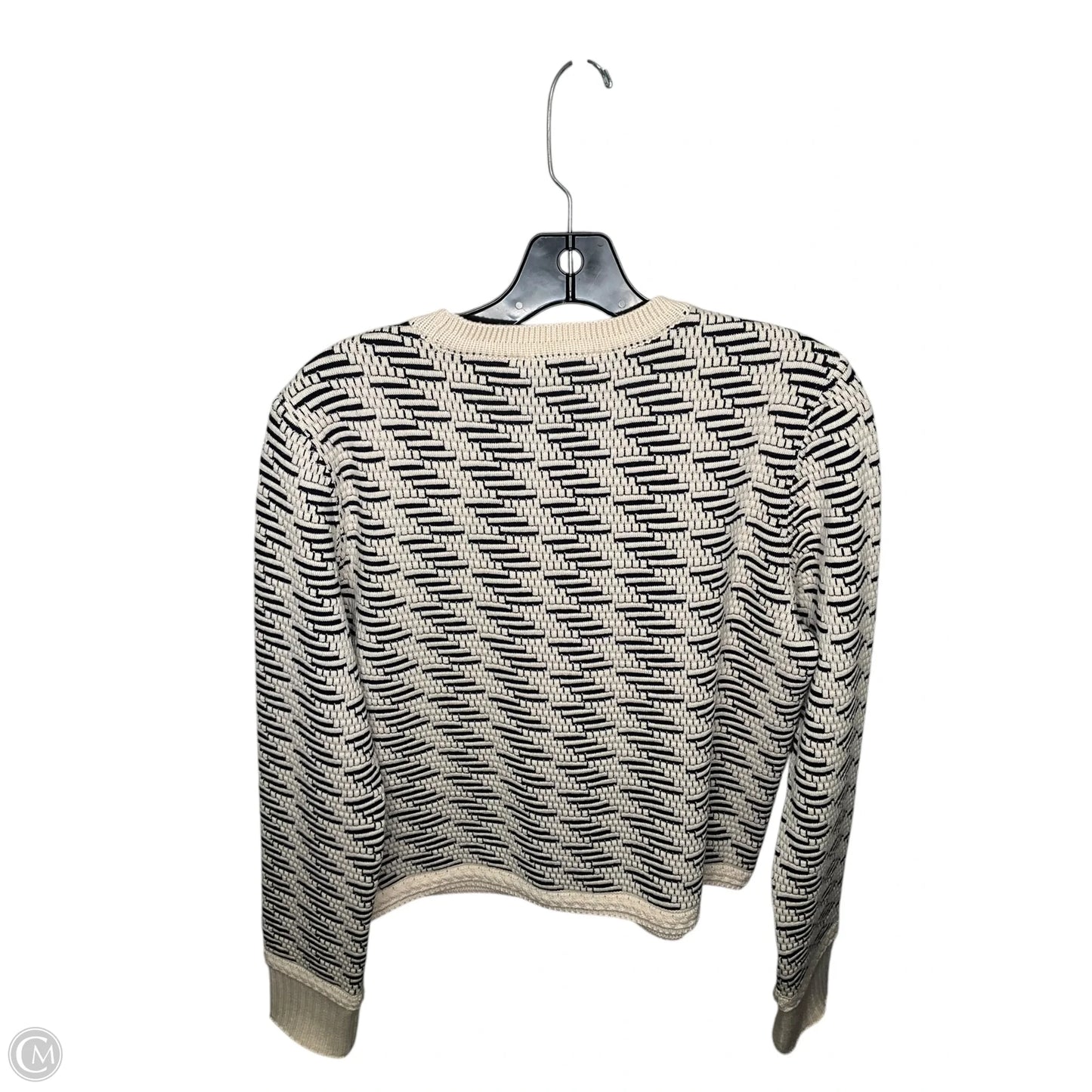 Sweater Cardigan Designer By Tory Burch In Black & White, Size: Xl