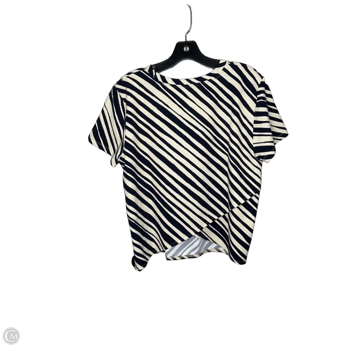 Top Short Sleeve By Ann Taylor In Striped Pattern, Size: L