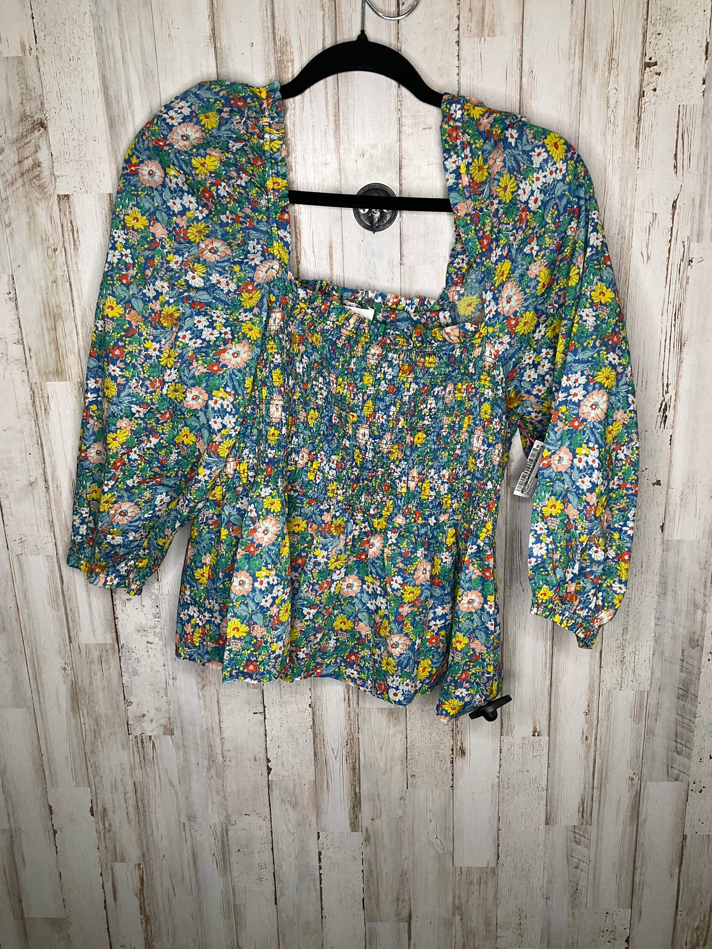 Floral Print Top Long Sleeve Birds Of Paradis By Trovata, Size L