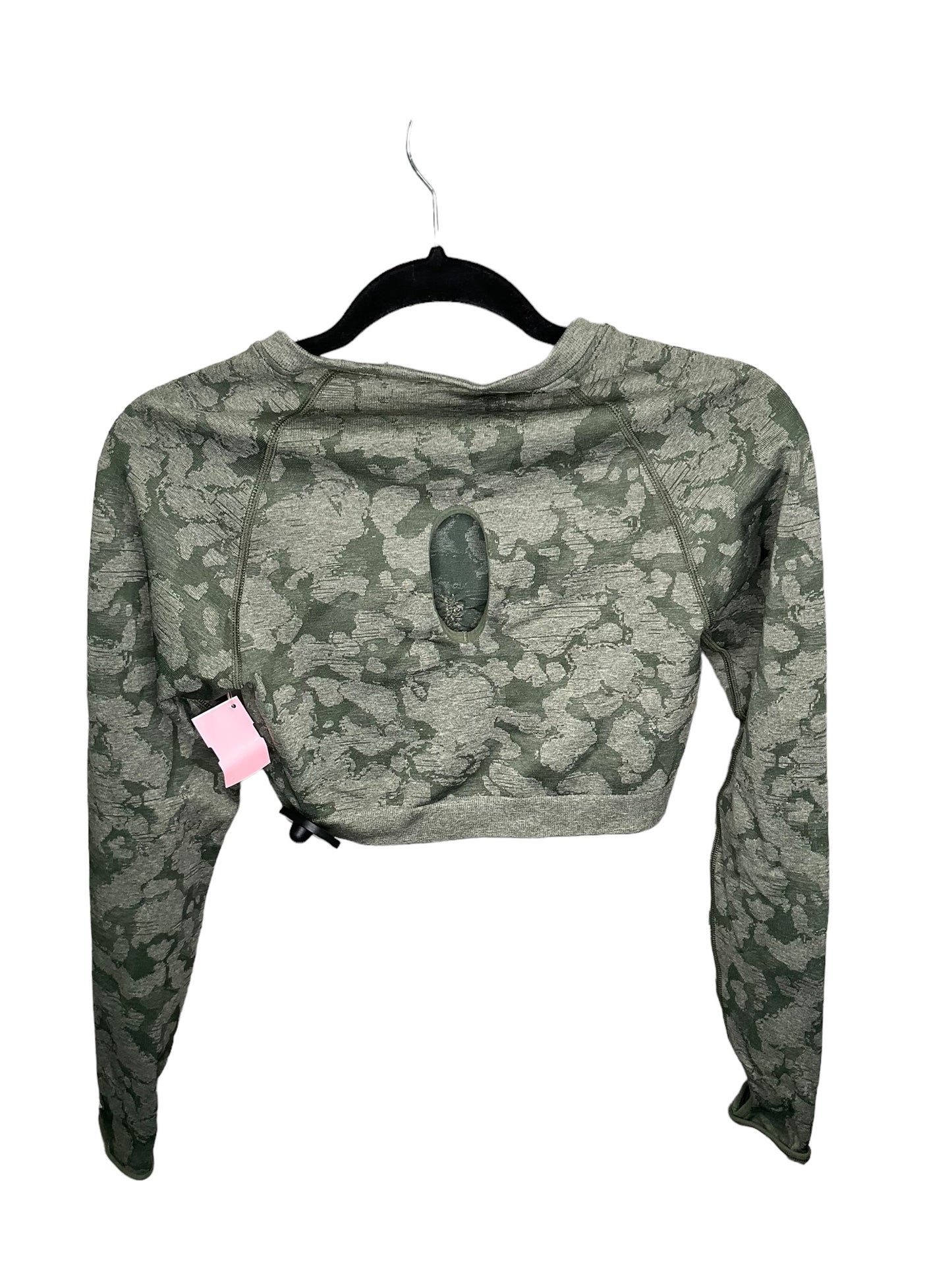 Athletic Top Long Sleeve Crewneck By Gym Shark In Camouflage Print, Size: L