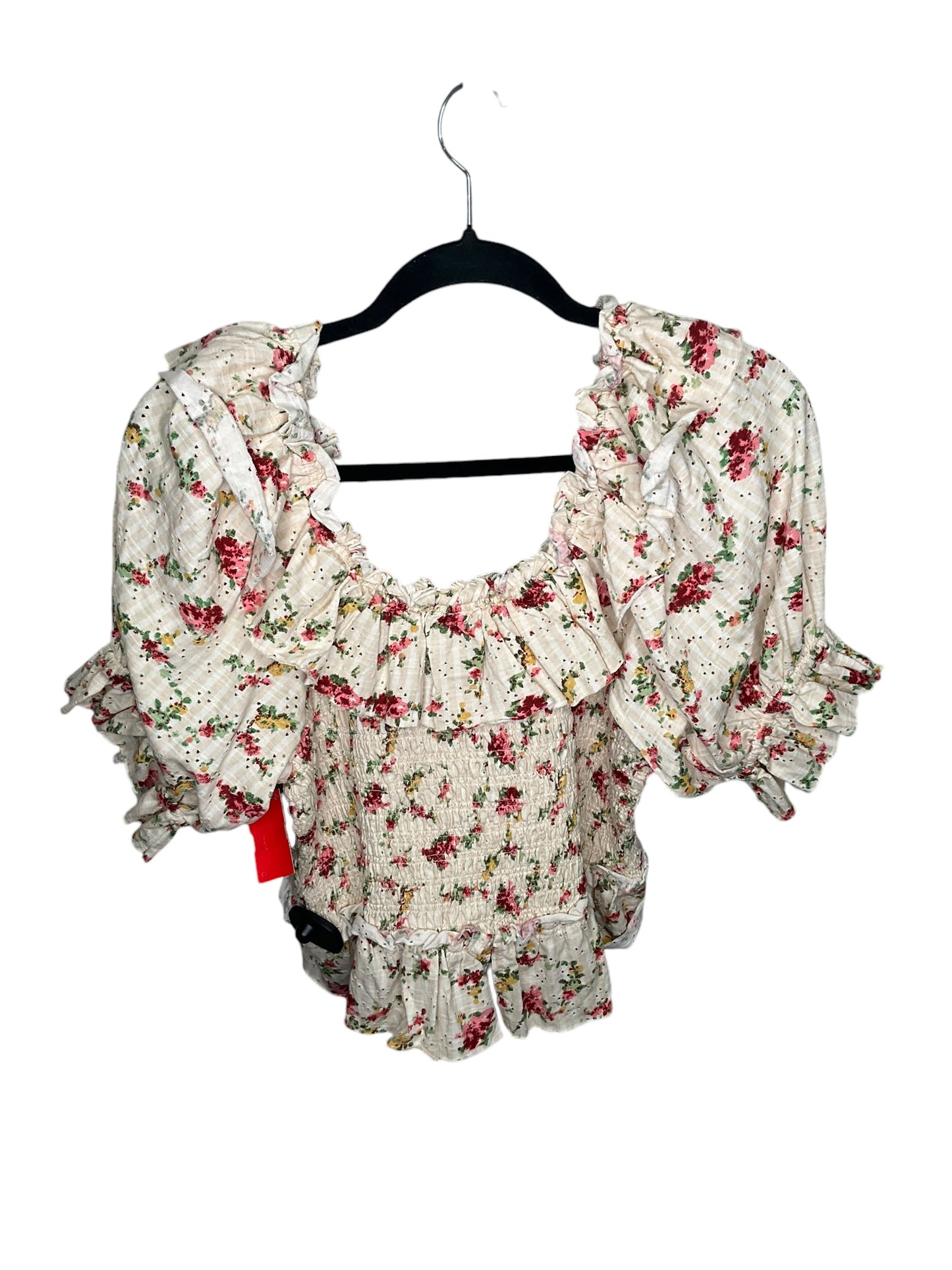 Top Short Sleeve By Free People In Floral Print, Size: L