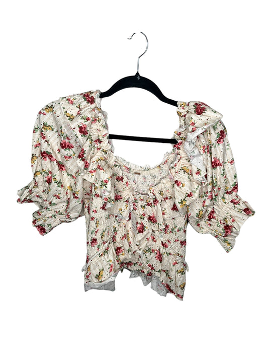 Top Short Sleeve By Free People In Floral Print, Size: L