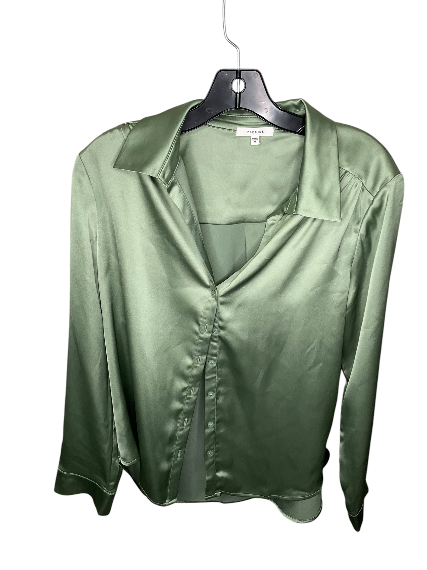 Top Long Sleeve By Pleione In Green, Size: M