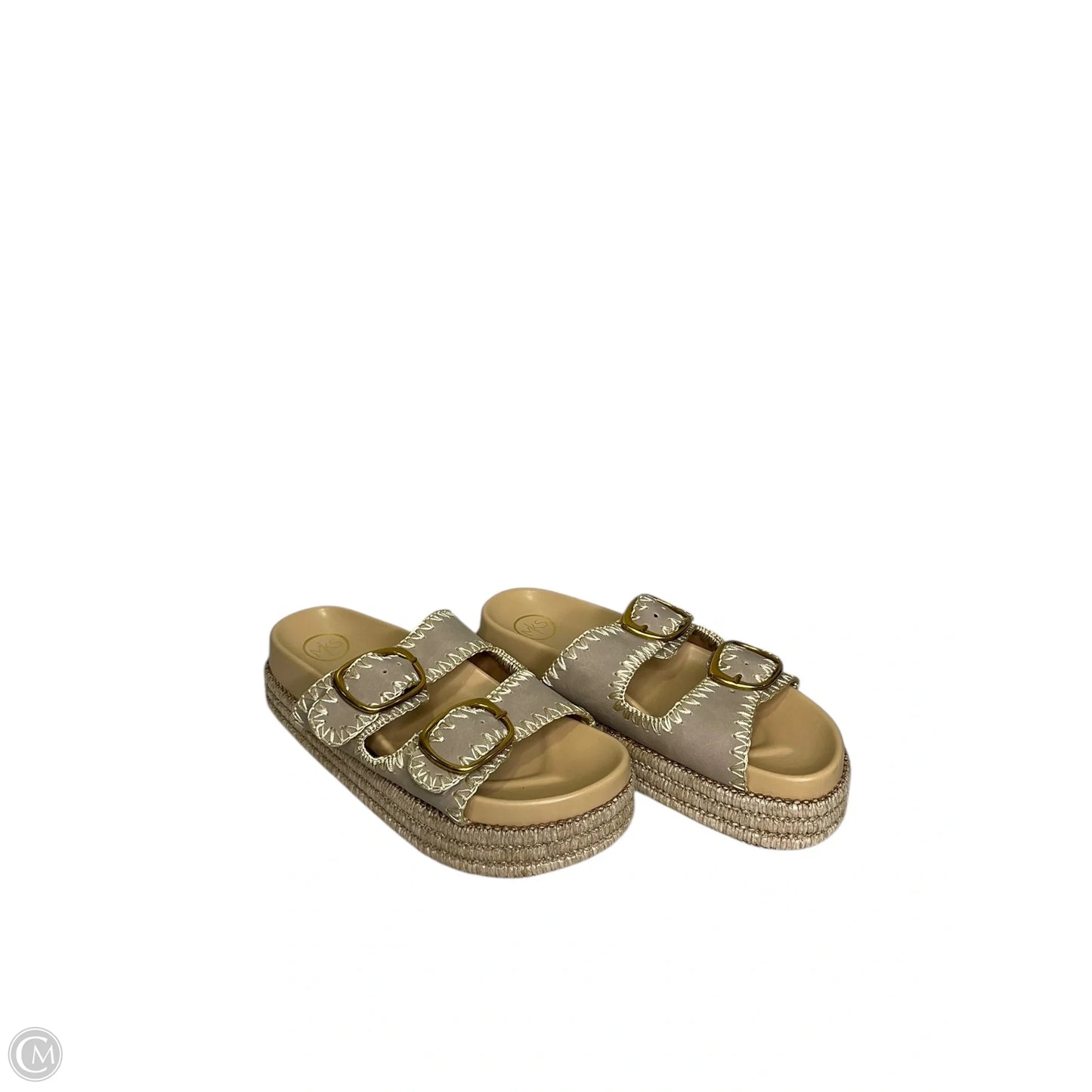 Sandals Heels Platform By Clothes Mentor In Tan, Size: 8