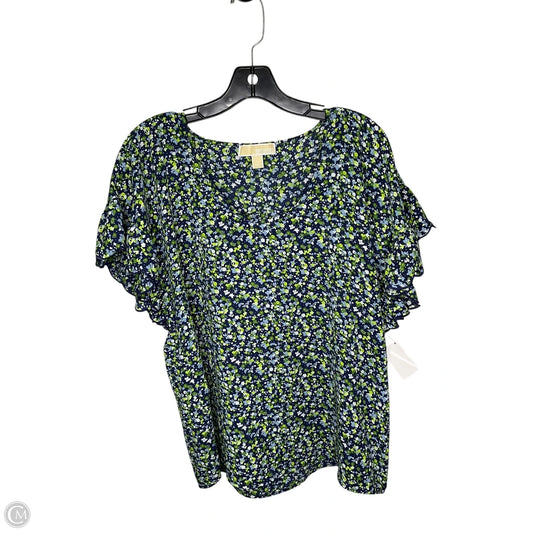 Top Short Sleeve By Michael By Michael Kors In Blue & Green, Size: L