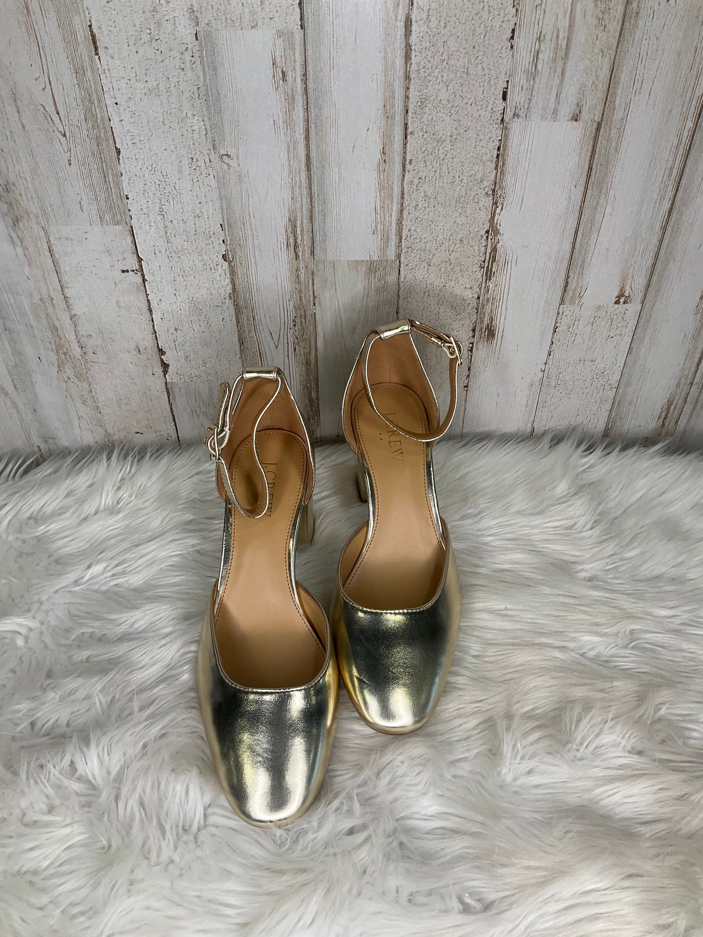 Gold Shoes Heels Block J. Crew, Size 6.5