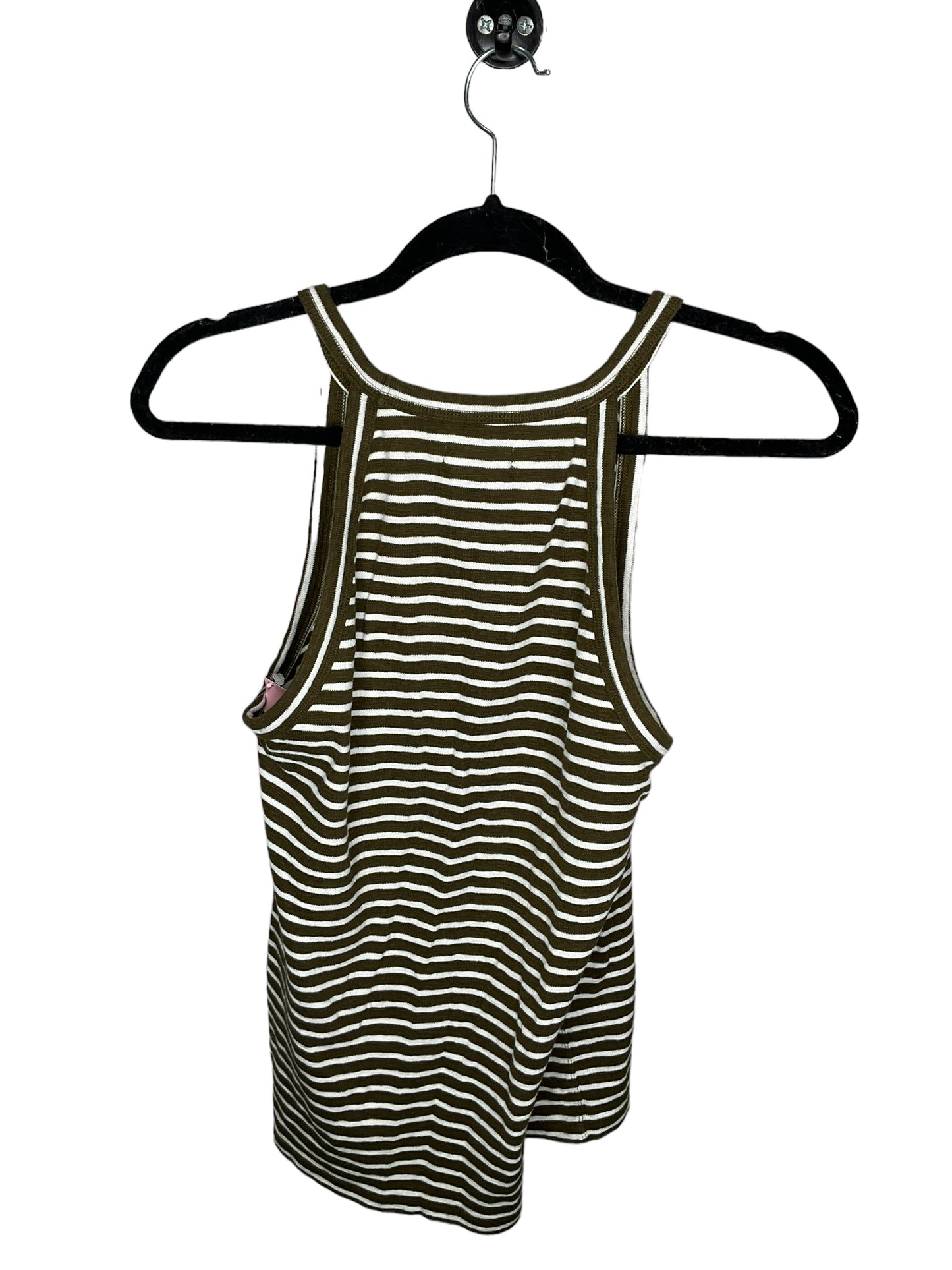 Top Sleeveless By Madewell In Green & White, Size: L