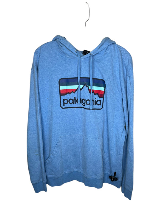 Athletic Sweatshirt Hoodie By Patagonia In Blue, Size: L