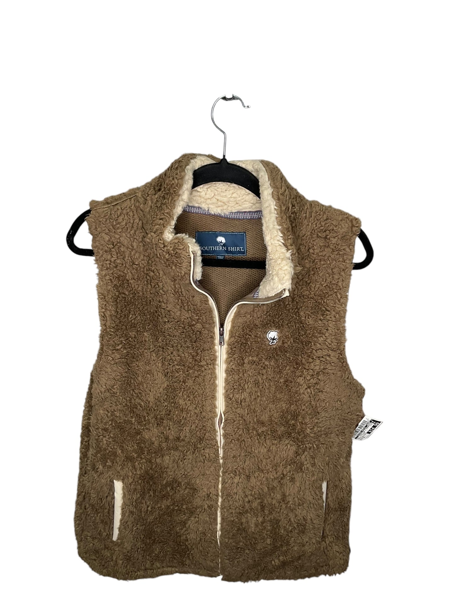 Vest Faux Fur & Sherpa By Clothes Mentor In Brown & Cream, Size: Xl