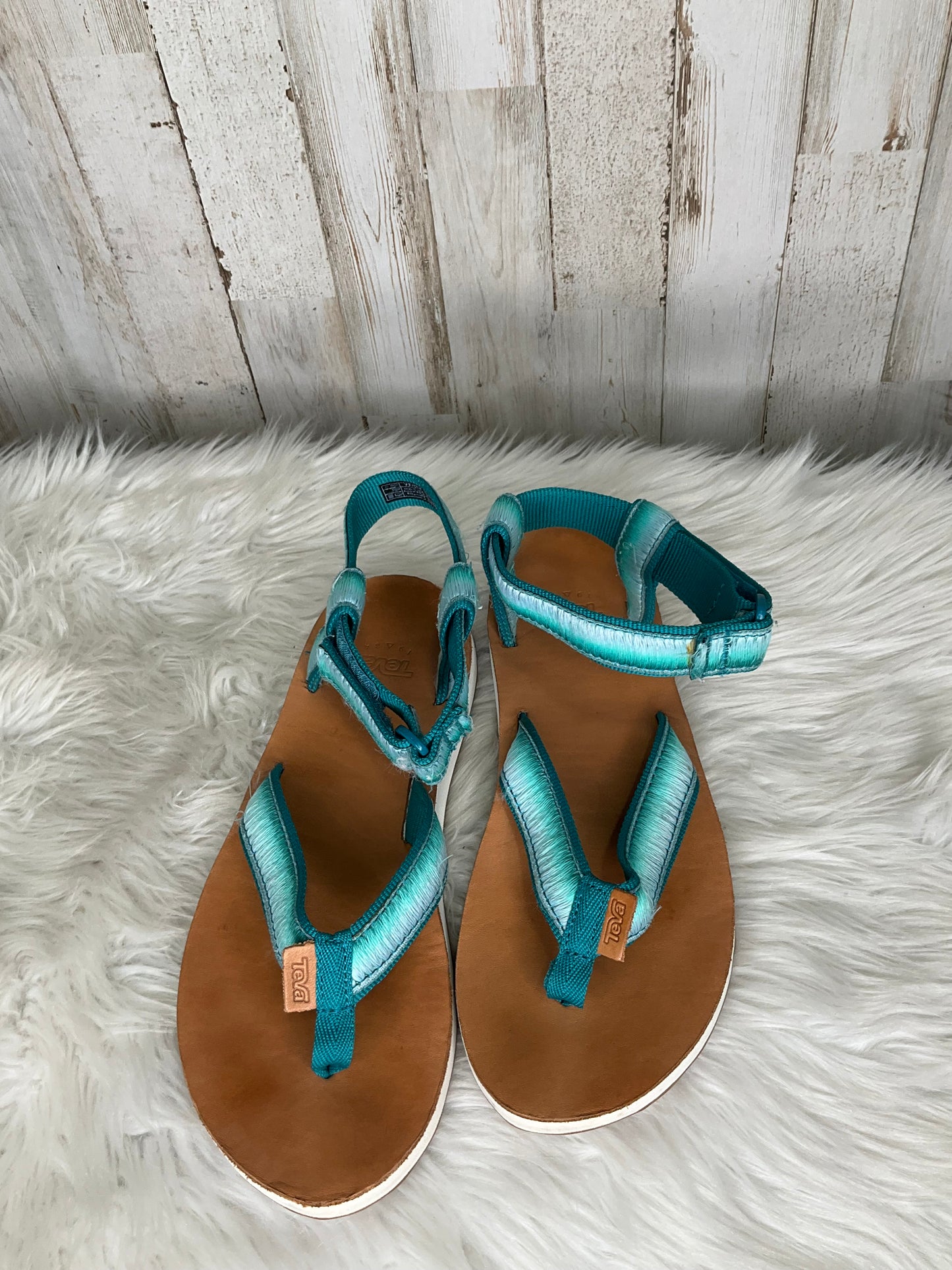 Blue Sandals Flats Teva, Size 7