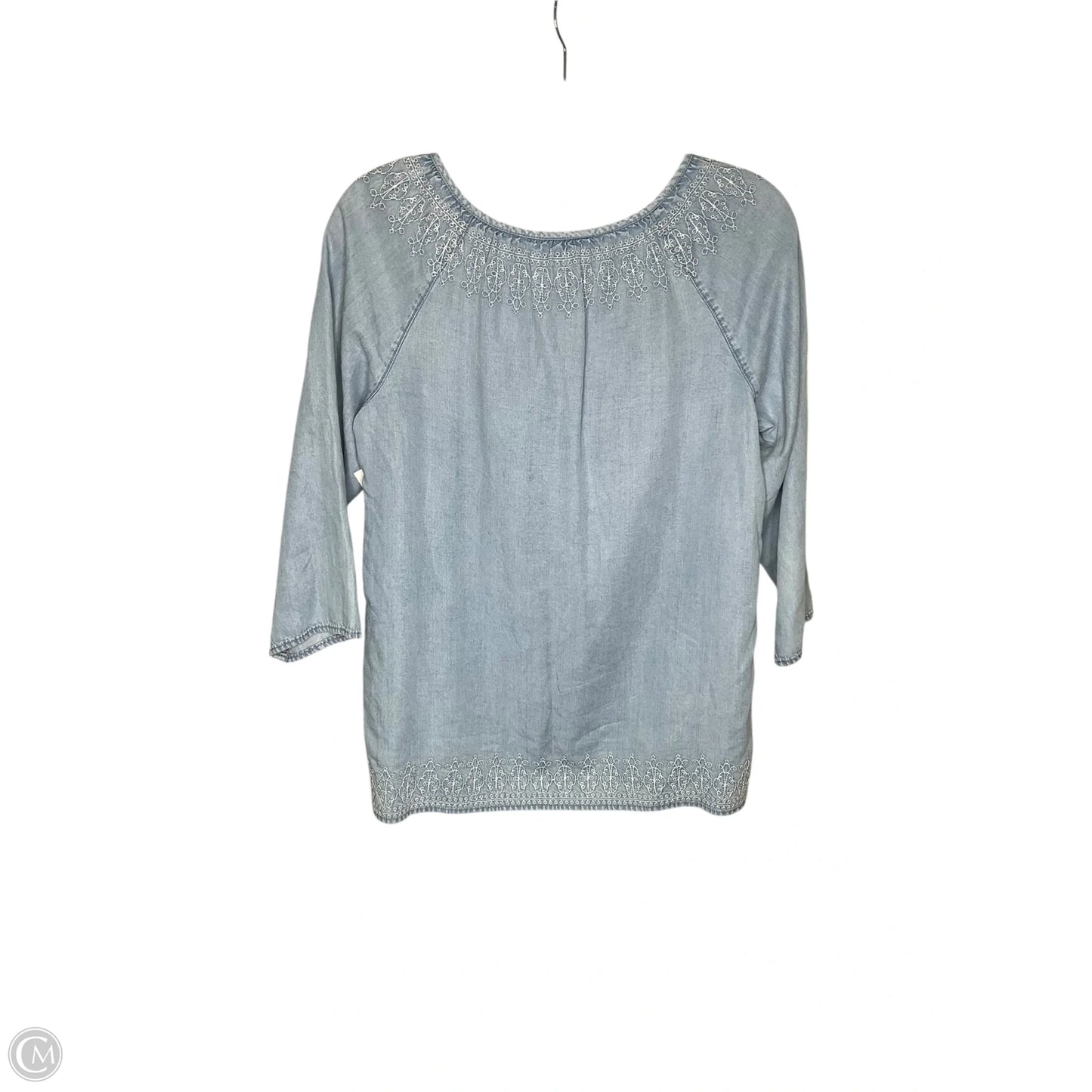 Top 3/4 Sleeve By Croft And Barrow In Blue & White, Size: M