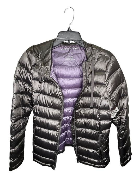 Jacket Puffer & Quilted By Andrew Marc In Grey, Size: M