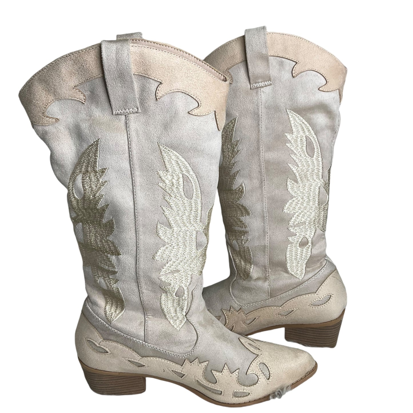 Boots Western By Pretty Little Thing In Cream, Size: 9