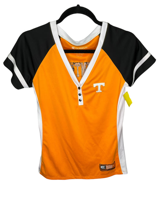 Top Short Sleeve By Colosseum In Orange & White, Size: S