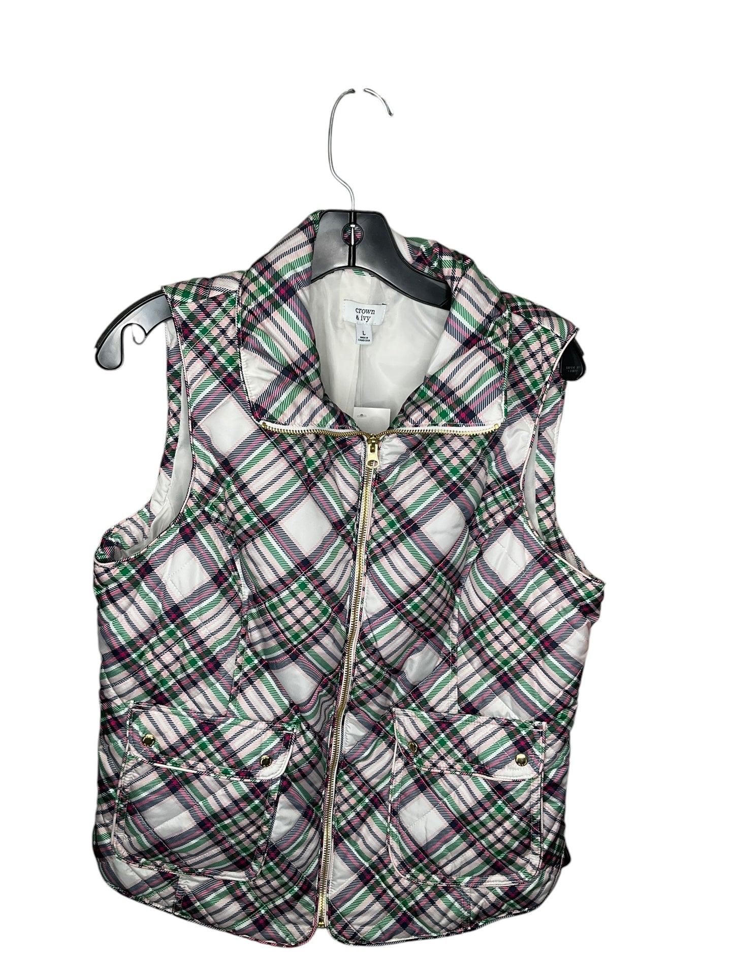 Vest Puffer & Quilted By Crown And Ivy In Multi-colored, Size: L