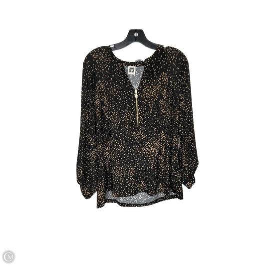 Top Long Sleeve By Anne Klein In Black & Tan, Size: Xl