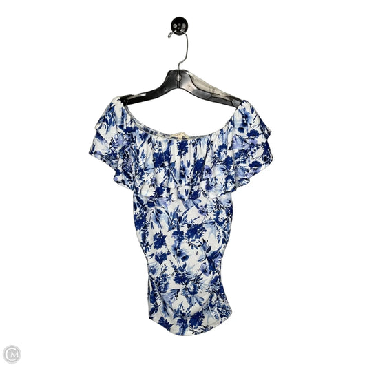 Top Short Sleeve By Clothes Mentor In Blue & White, Size: S