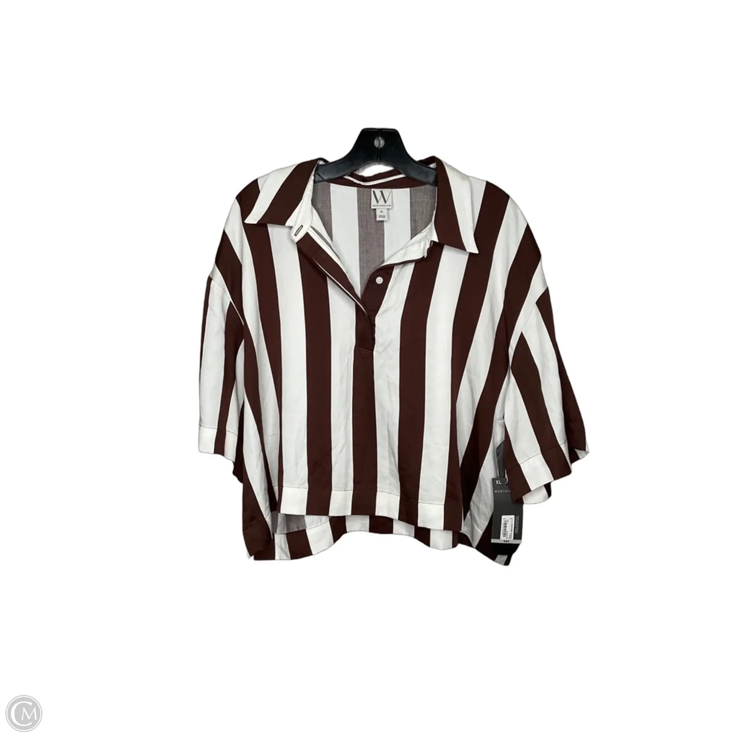 Top Short Sleeve By Worthington In Striped Pattern, Size: Xl