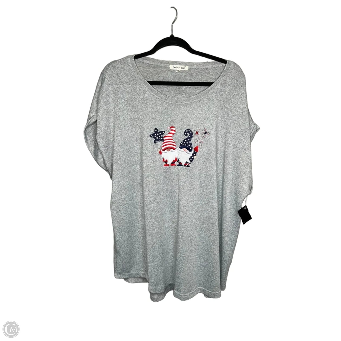 Top Short Sleeve By Indigo Soul In Grey, Size: 2x