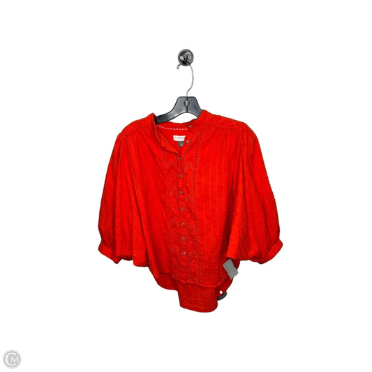 Top Short Sleeve By Anthropologie In Orange, Size: Xs