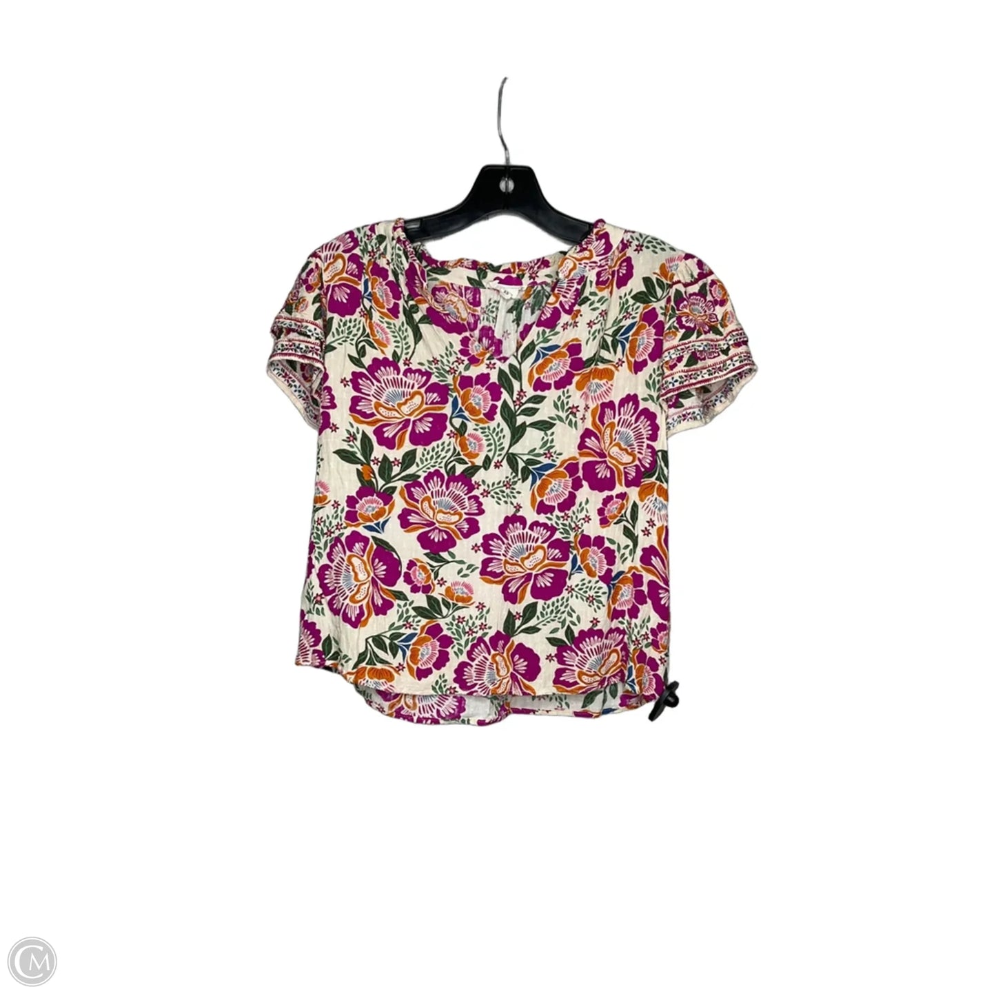Top Short Sleeve By Nicole Miller In Floral Print, Size: Xs