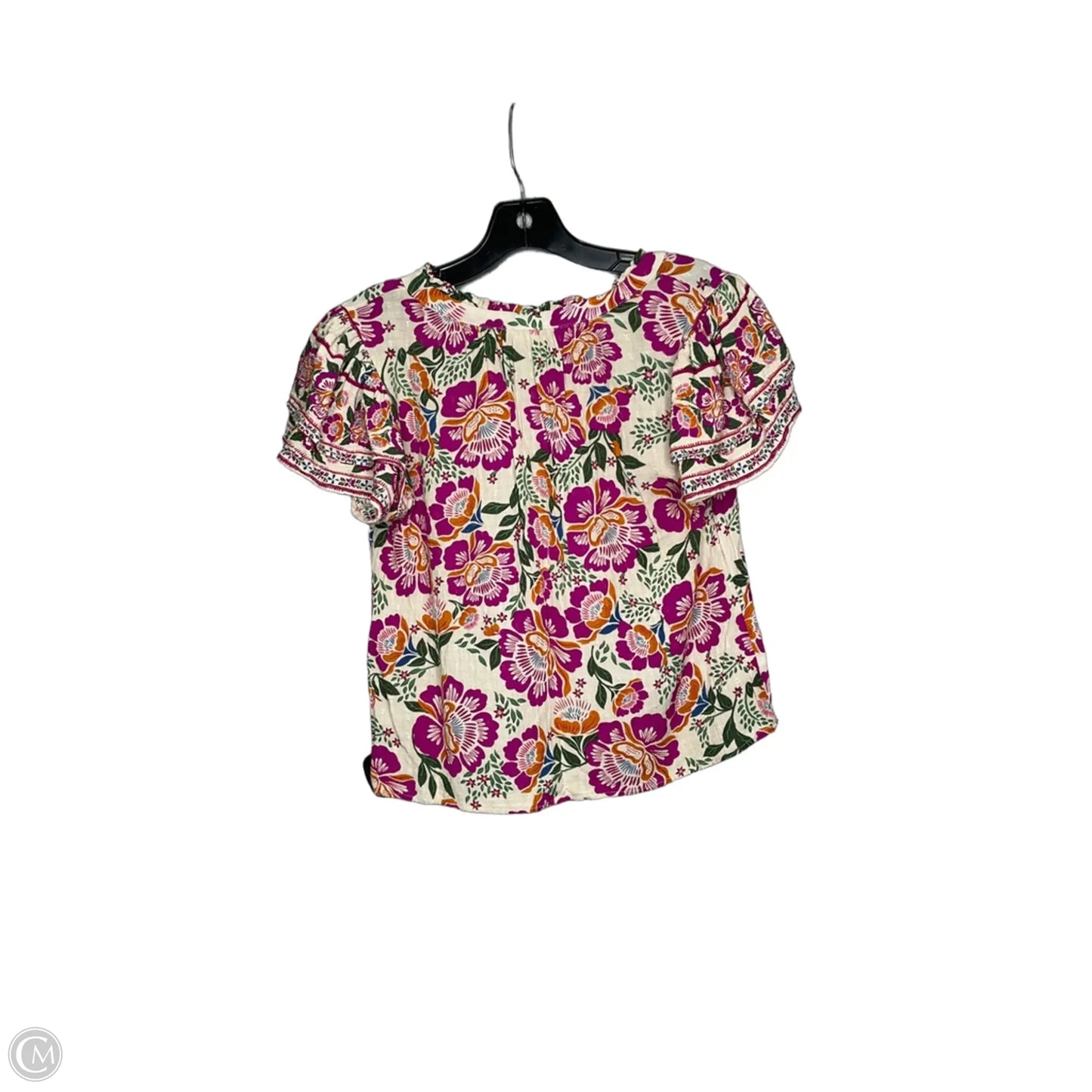 Top Short Sleeve By Nicole Miller In Floral Print, Size: Xs