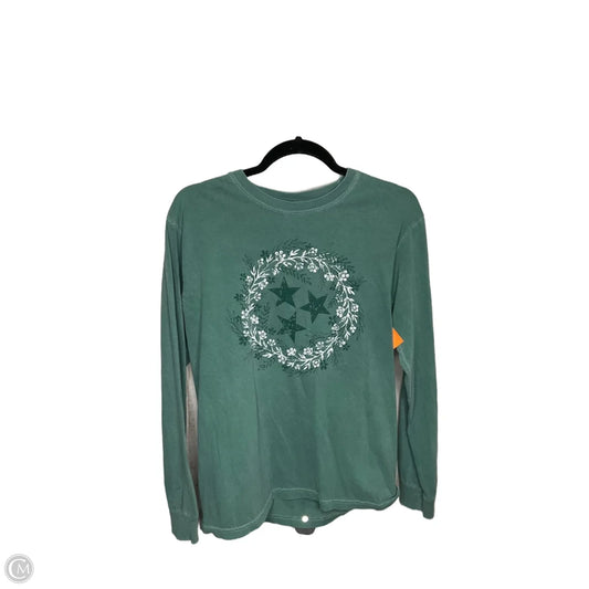 Top Long Sleeve By Comfort Colors In Green, Size: S