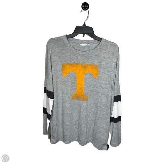 Top Long Sleeve By Clothes Mentor In Grey & Orange, Size: L
