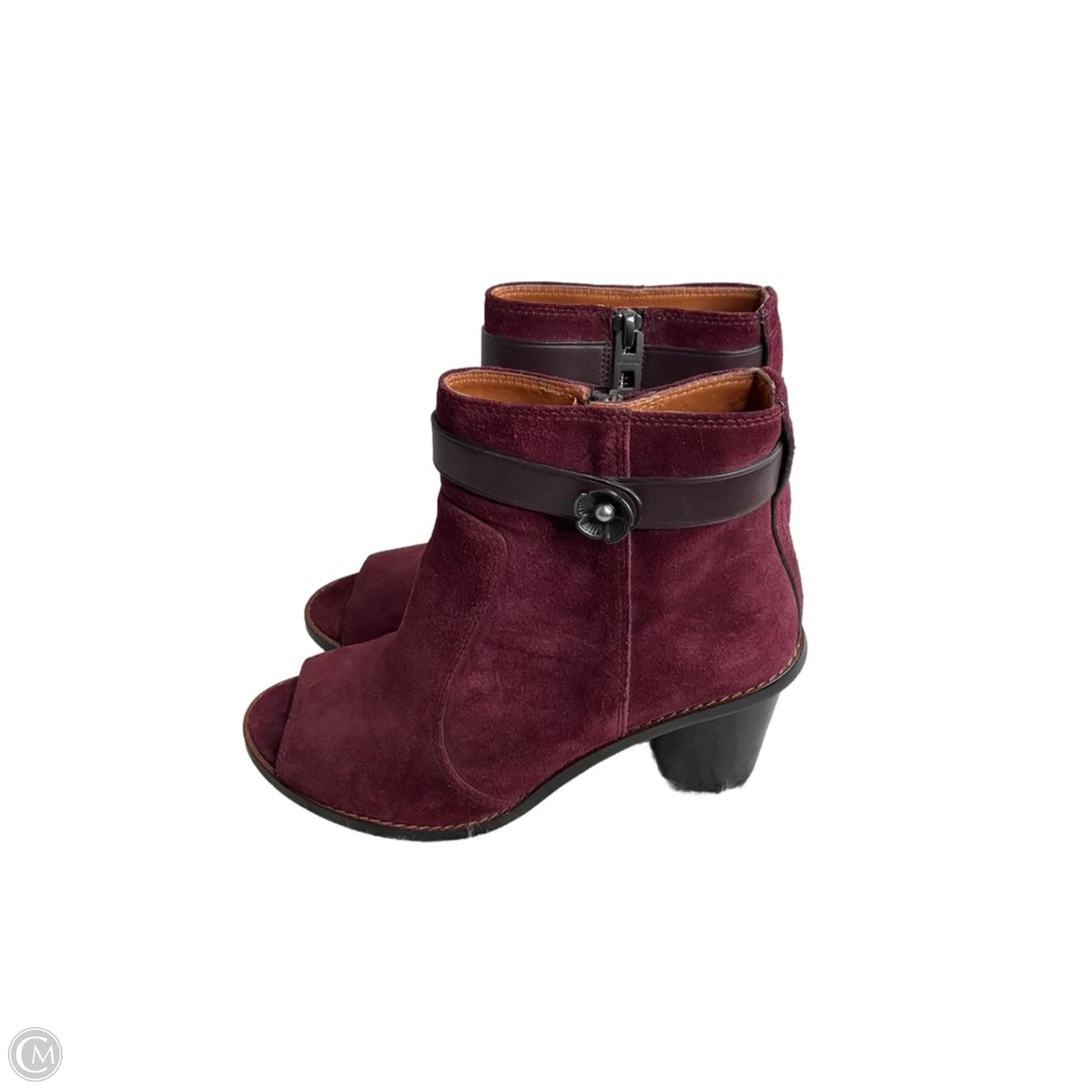 Boots Designer By Coach In Maroon, Size: 6