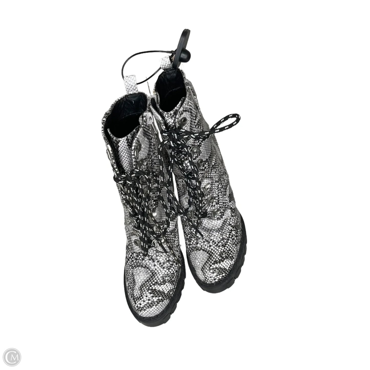 Boots Ankle Heels By Pretty Little Thing In Snakeskin Print, Size: 9