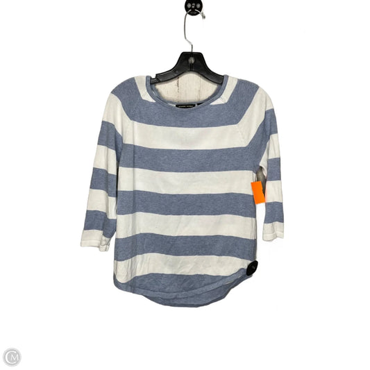 Top Long Sleeve By Jeanne Pierre In Blue & White, Size: S
