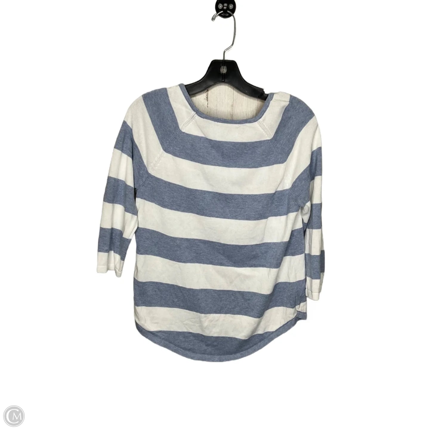Top Long Sleeve By Jeanne Pierre In Blue & White, Size: S