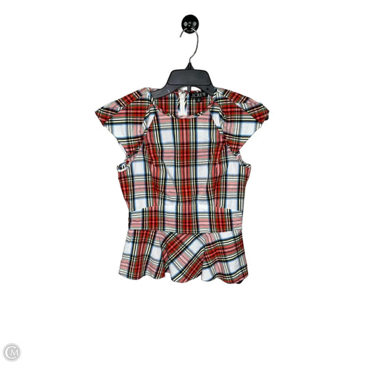 Top Short Sleeve By J. Crew In Plaid Pattern, Size: 0p