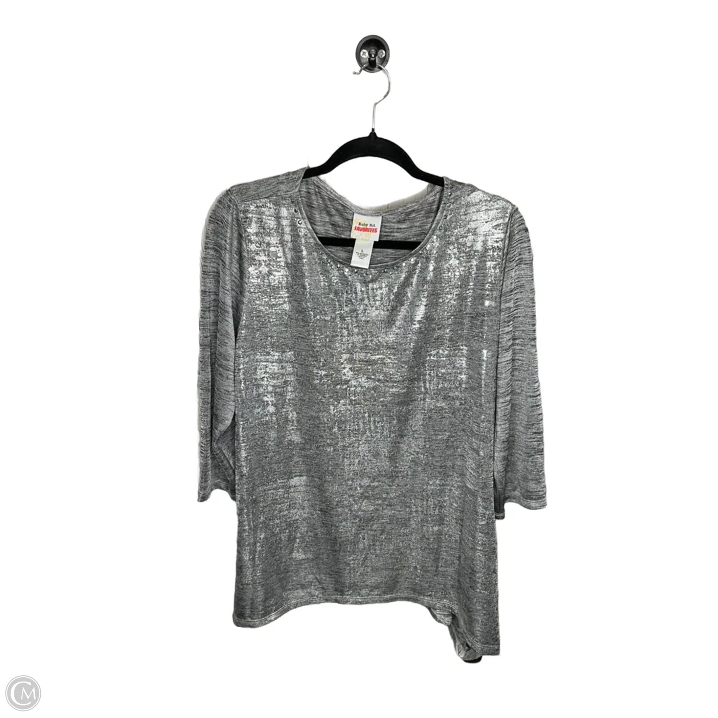 Top Long Sleeve By Ruby Rd In Silver, Size: L