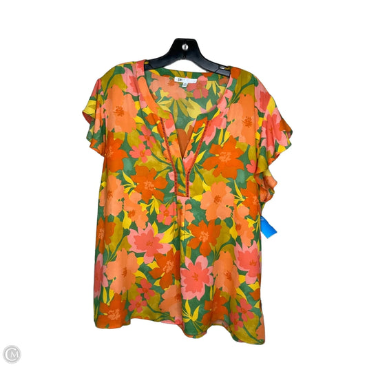 Top Short Sleeve By Dr2 In Floral Print, Size: 2x
