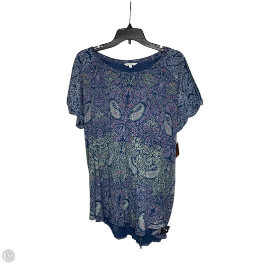 Top Short Sleeve By Lucky Brand In Blue, Size: 2x