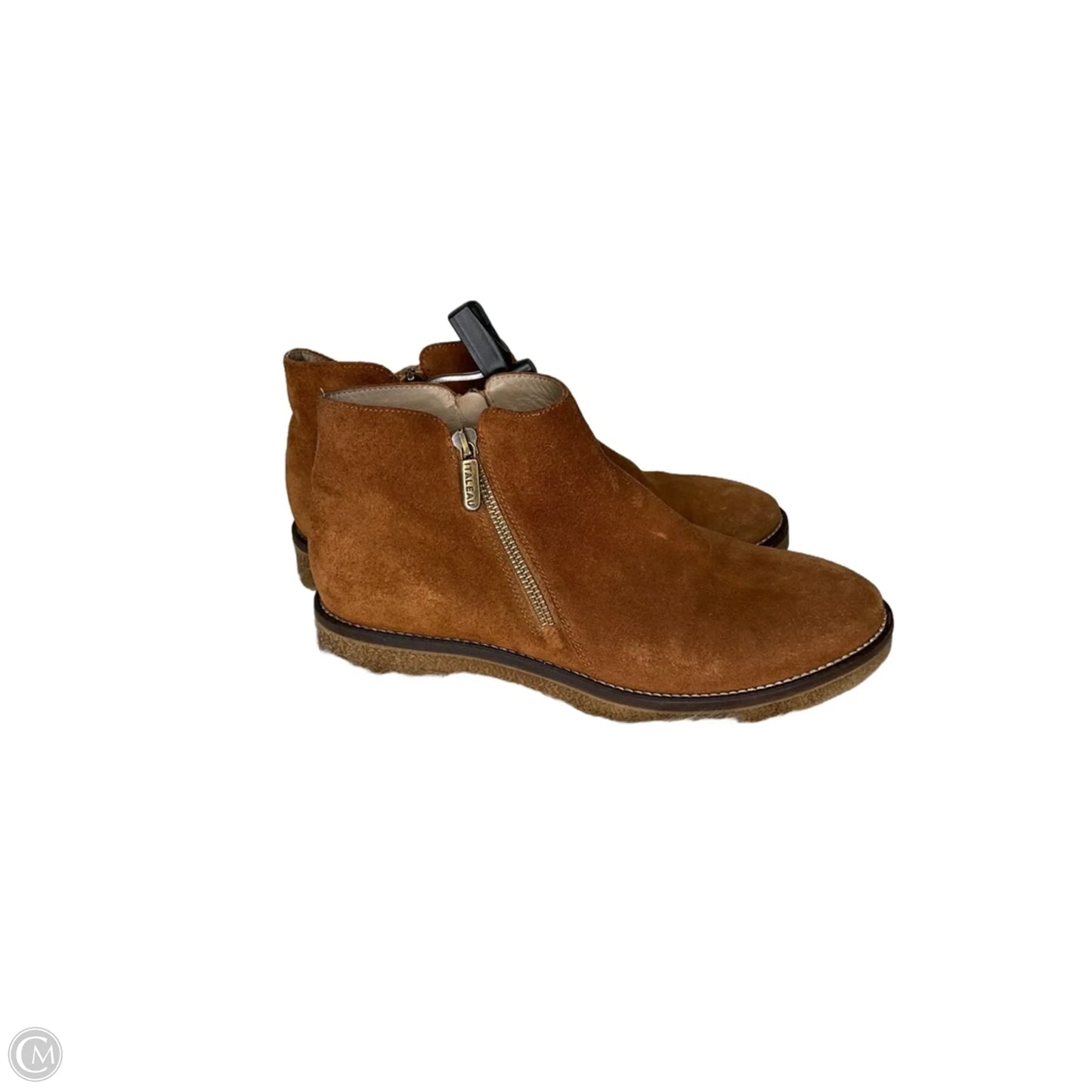 Boots Ankle Flats By Italian Shoemakers In Brown, Size: 8