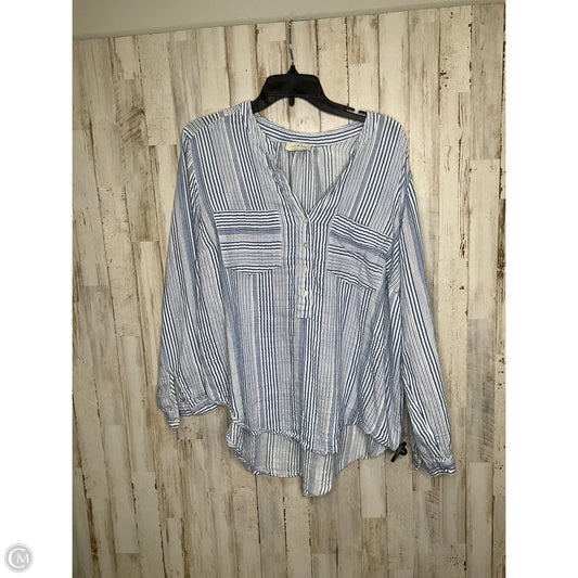 Top Short Sleeve By Lucky Brand In Blue & White, Size: 2x