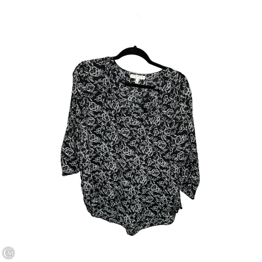 Tunic 3/4 Sleeve By Chaus In Black & White, Size: L
