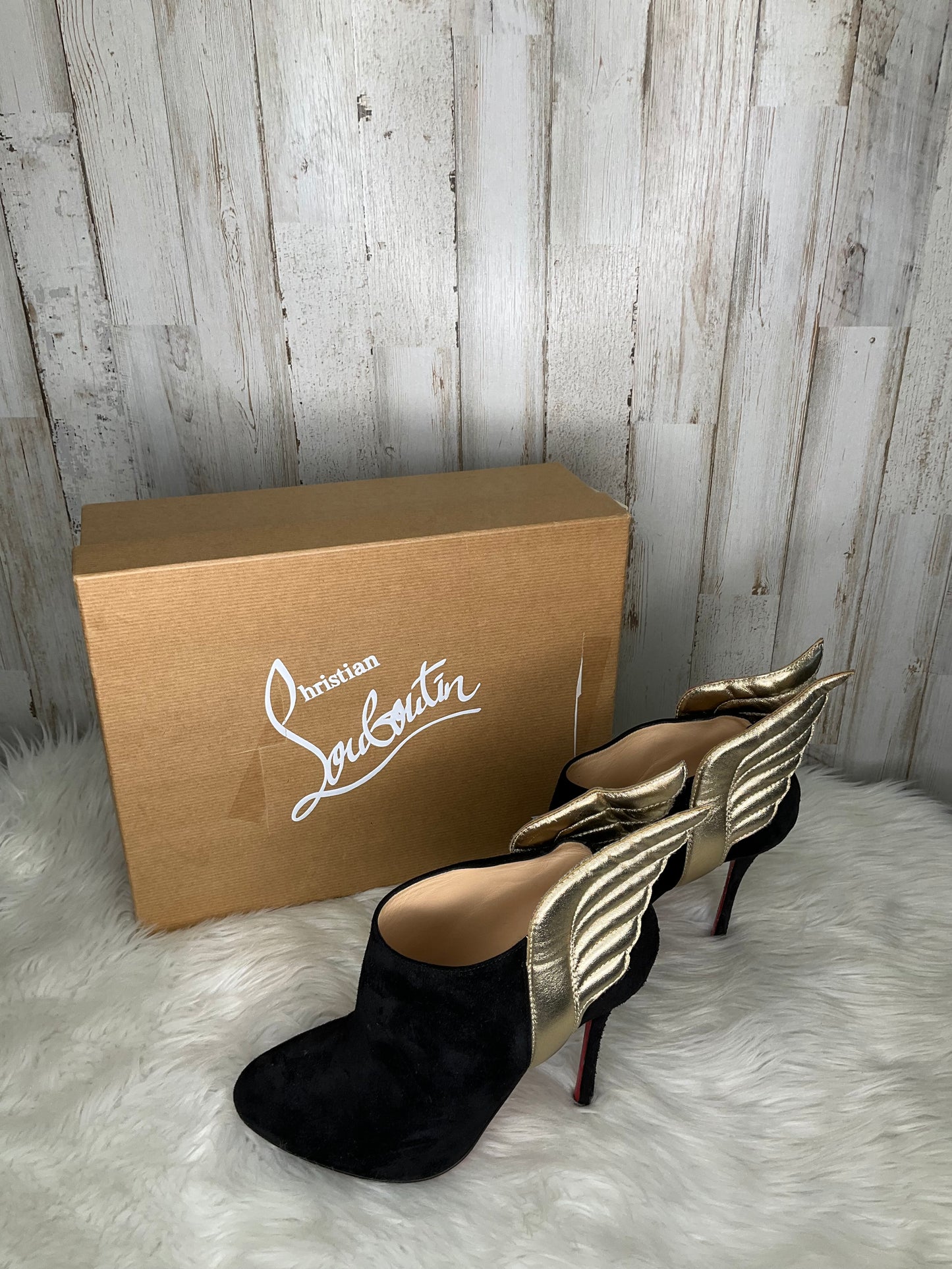 Black Boots Ankle Heels Christian Louboutin, Size 7