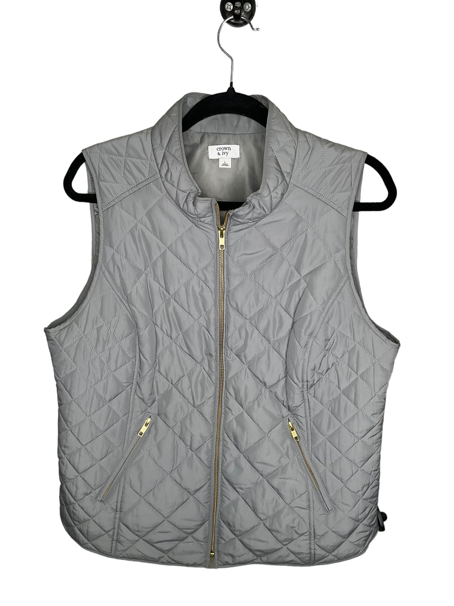 Vest Puffer & Quilted By Crown And Ivy In Grey, Size: L