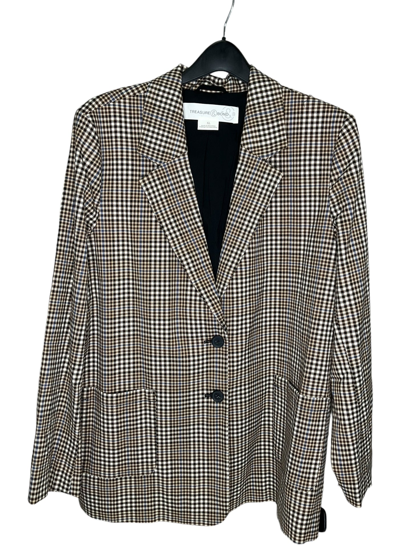 Blazer By Treasure And Bond In Plaid Pattern, Size: Xl