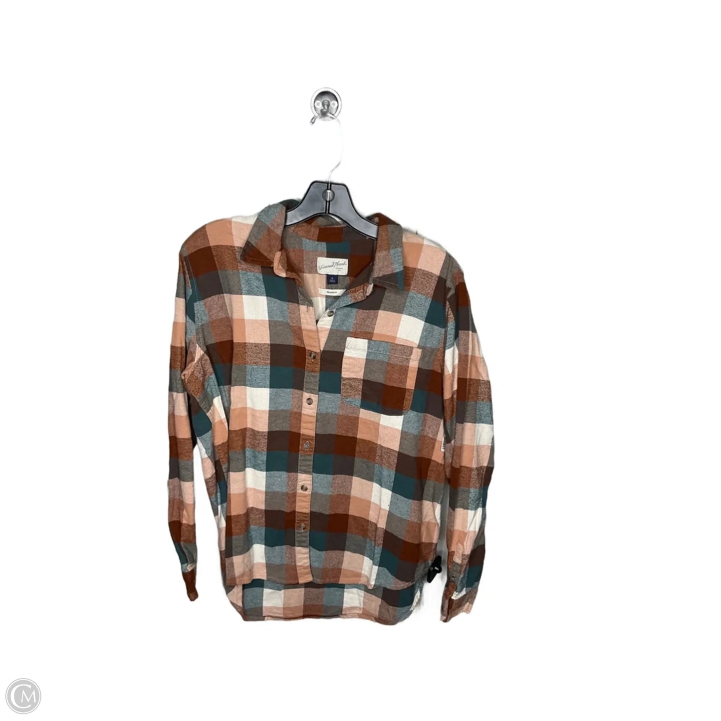 Top Long Sleeve By Universal Thread In Plaid Pattern, Size: M