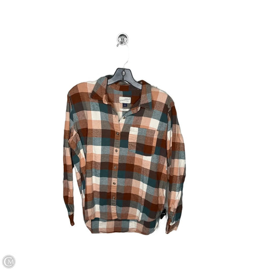 Top Long Sleeve By Universal Thread In Plaid Pattern, Size: M