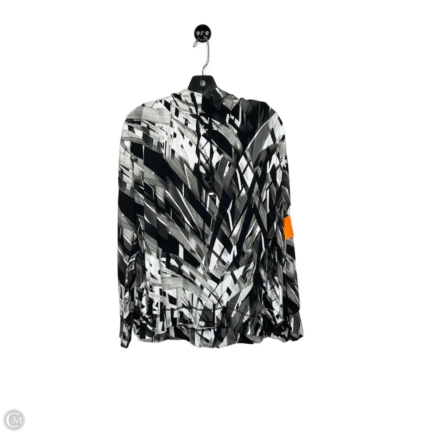 Athletic Top Long Sleeve Hoodie By Jones New York In Grey & White, Size: 1x