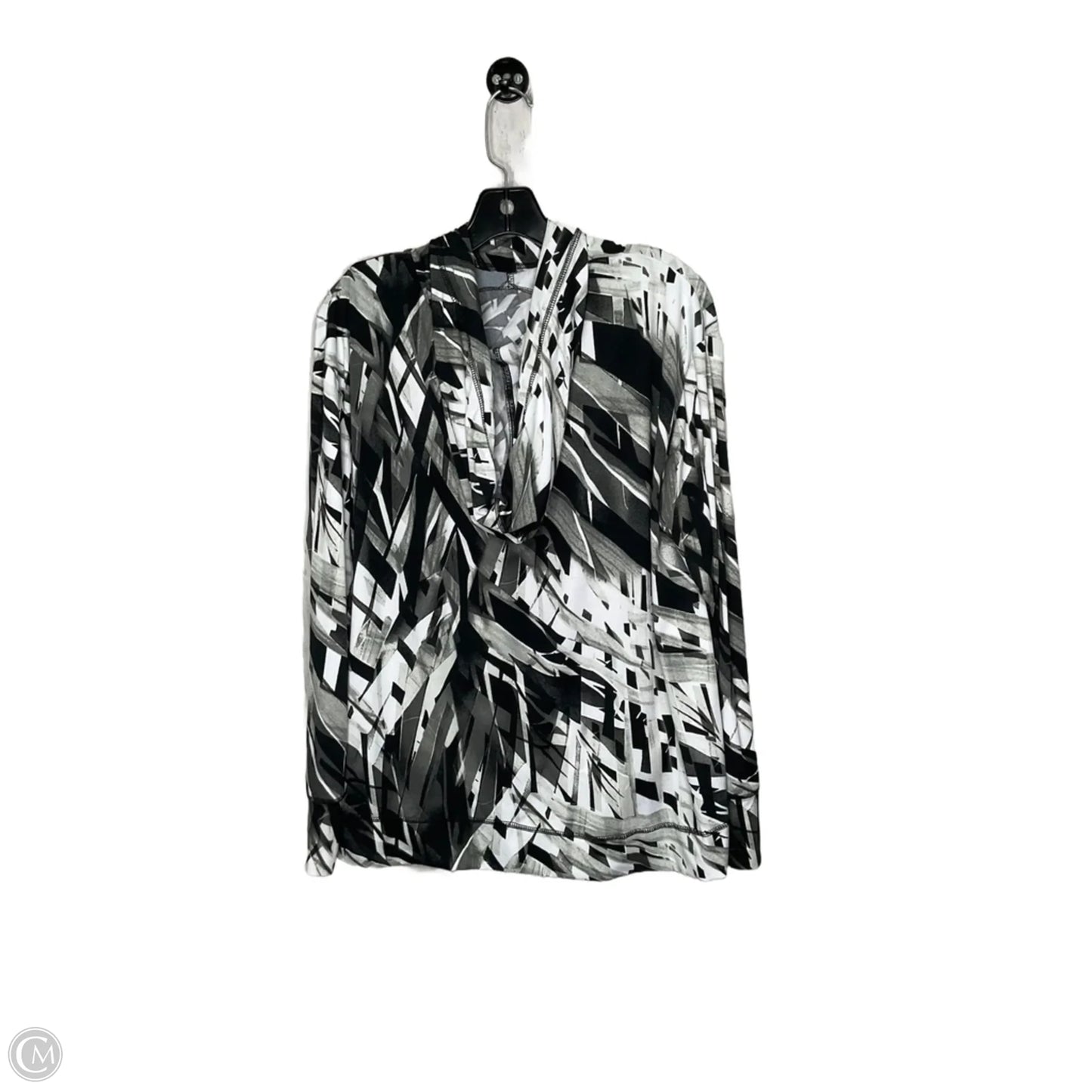 Athletic Top Long Sleeve Hoodie By Jones New York In Grey & White, Size: 1x