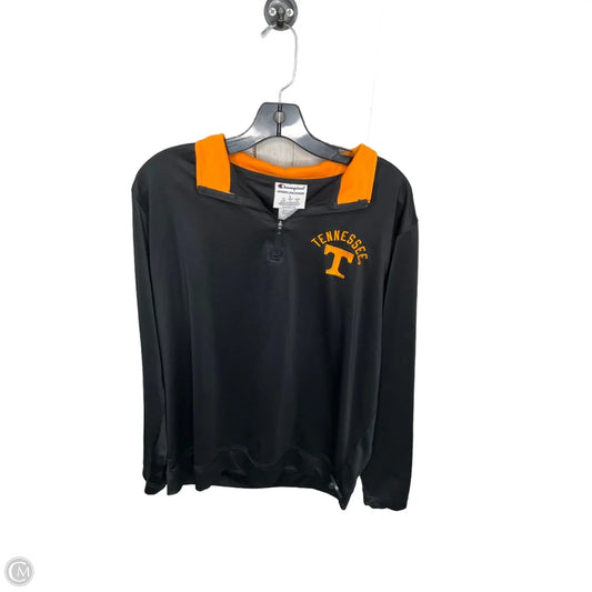 Athletic Top Long Sleeve Collar By Champion In Black, Size: L