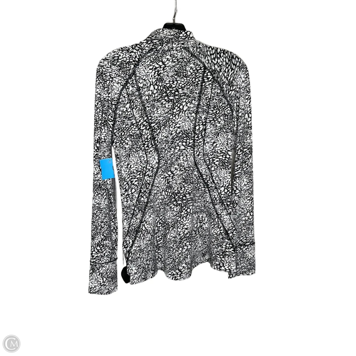 Athletic Top Long Sleeve Collar By Athleta In Black & White, Size: S